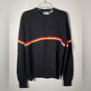 Vintage Arctic Circle Rainbow Stripe Retro Crewneck Sweater Size Large